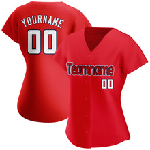 Load image into Gallery viewer, Custom Red White-Navy Authentic Baseball Jersey