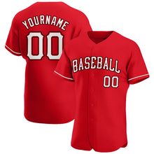 Load image into Gallery viewer, Custom Red White-Black Authentic Baseball Jersey