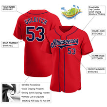 Load image into Gallery viewer, Custom Red Navy-White Authentic Baseball Jersey