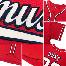 Load image into Gallery viewer, Custom Red Navy-White Authentic Baseball Jersey