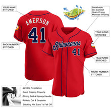 Load image into Gallery viewer, Custom Red Navy-White Authentic Baseball Jersey