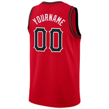 Load image into Gallery viewer, Custom Red Black-White Round Neck Rib-Knit Basketball Jersey
