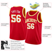Load image into Gallery viewer, Custom Red White-Gold Round Neck Rib-Knit Basketball Jersey