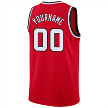 Load image into Gallery viewer, Custom Red White-Black Round Neck Rib-Knit Basketball Jersey