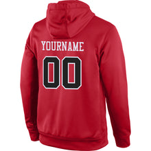 Load image into Gallery viewer, Custom Stitched Red Black-White Sports Pullover Sweatshirt Hoodie