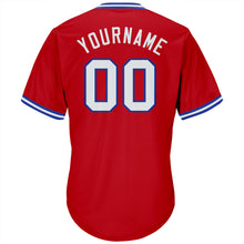 Load image into Gallery viewer, Custom Red White-Royal Authentic Throwback Rib-Knit Baseball Jersey Shirt