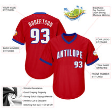 Load image into Gallery viewer, Custom Red White-Royal Authentic Throwback Rib-Knit Baseball Jersey Shirt