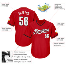 Load image into Gallery viewer, Custom Red White-Black Authentic Throwback Rib-Knit Baseball Jersey Shirt