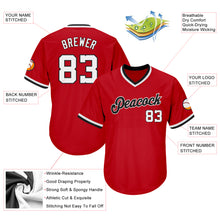 Load image into Gallery viewer, Custom Red White-Black Authentic Throwback Rib-Knit Baseball Jersey Shirt