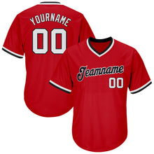 Load image into Gallery viewer, Custom Red White-Black Authentic Throwback Rib-Knit Baseball Jersey Shirt