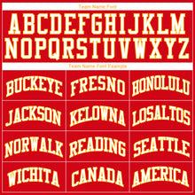 Load image into Gallery viewer, Custom Red White-Gold Authentic Throwback Rib-Knit Baseball Jersey Shirt