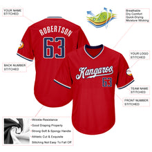 Load image into Gallery viewer, Custom Red Navy-White Authentic Throwback Rib-Knit Baseball Jersey Shirt