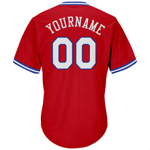 Load image into Gallery viewer, Custom Red White-Royal Authentic Throwback Rib-Knit Baseball Jersey Shirt