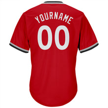 Load image into Gallery viewer, Custom Red White-Navy Authentic Throwback Rib-Knit Baseball Jersey Shirt