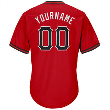Load image into Gallery viewer, Custom Red Black-White Authentic Throwback Rib-Knit Baseball Jersey Shirt