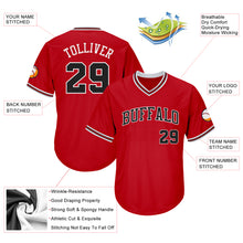 Load image into Gallery viewer, Custom Red Black-White Authentic Throwback Rib-Knit Baseball Jersey Shirt