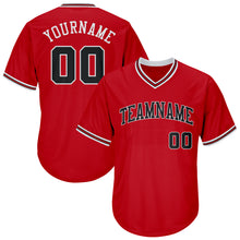 Load image into Gallery viewer, Custom Red Black-White Authentic Throwback Rib-Knit Baseball Jersey Shirt