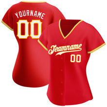 Load image into Gallery viewer, Custom Red White-Gold Authentic Baseball Jersey