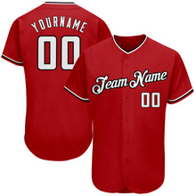 Load image into Gallery viewer, Custom Red White-Black Authentic Baseball Jersey