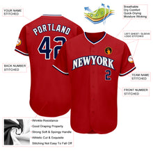 Load image into Gallery viewer, Custom Red Navy-White Authentic Baseball Jersey