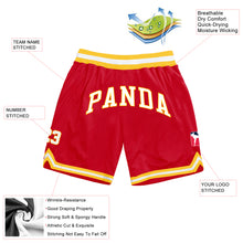 Load image into Gallery viewer, Custom Red White-Gold Authentic Throwback Basketball Shorts