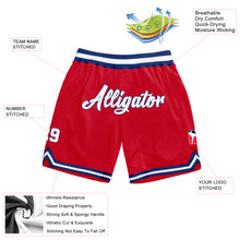Load image into Gallery viewer, Custom Red White-Royal Authentic Throwback Basketball Shorts
