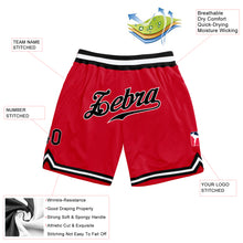 Load image into Gallery viewer, Custom Red Black-White Authentic Throwback Basketball Shorts