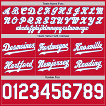 Load image into Gallery viewer, Custom Red White-Light Blue Authentic Throwback Basketball Shorts