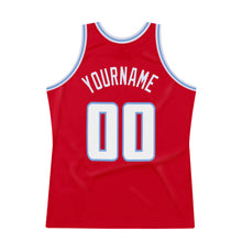 Load image into Gallery viewer, Custom Red White-Light Blue Authentic Throwback Basketball Jersey