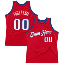 Load image into Gallery viewer, Custom Red White-Royal Authentic Throwback Basketball Jersey