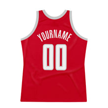 Load image into Gallery viewer, Custom Red White-Silver Gray Authentic Throwback Basketball Jersey