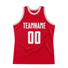 Load image into Gallery viewer, Custom Red White-Silver Gray Authentic Throwback Basketball Jersey