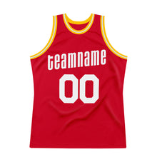 Load image into Gallery viewer, Custom Red White-Gold Authentic Throwback Basketball Jersey
