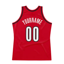 Load image into Gallery viewer, Custom Red White-Black Authentic Throwback Basketball Jersey