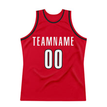 Load image into Gallery viewer, Custom Red White-Black Authentic Throwback Basketball Jersey