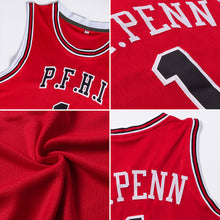 Load image into Gallery viewer, Custom Red Navy-White Authentic Throwback Basketball Jersey