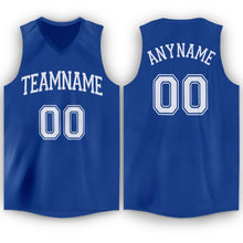 Load image into Gallery viewer, Custom Royal White V-Neck Basketball Jersey