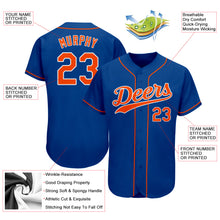 Load image into Gallery viewer, Custom Royal Orange-White Authentic Baseball Jersey