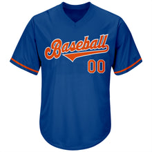 Load image into Gallery viewer, Custom Royal Orange-White Authentic Throwback Rib-Knit Baseball Jersey Shirt