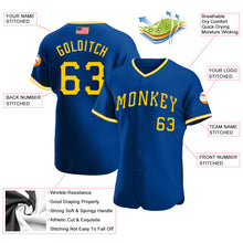 Load image into Gallery viewer, Custom Royal Gold-White Authentic American Flag Fashion Baseball Jersey