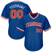 Load image into Gallery viewer, Custom Royal Orange-White Authentic Throwback Rib-Knit Baseball Jersey Shirt