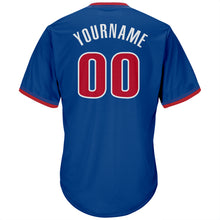 Load image into Gallery viewer, Custom Royal Red-White Authentic Throwback Rib-Knit Baseball Jersey Shirt