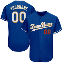 Load image into Gallery viewer, Custom Royal White-Old Gold Authentic Baseball Jersey