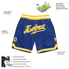 Load image into Gallery viewer, Custom Royal Gold-White Authentic Throwback Basketball Shorts