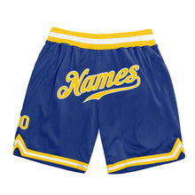Load image into Gallery viewer, Custom Royal Gold-White Authentic Throwback Basketball Shorts