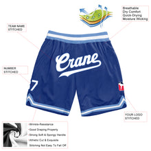 Load image into Gallery viewer, Custom Royal White-Light Blue Authentic Throwback Basketball Shorts