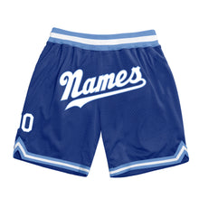 Load image into Gallery viewer, Custom Royal White-Light Blue Authentic Throwback Basketball Shorts
