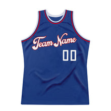 Load image into Gallery viewer, Custom Royal White-Red Authentic Throwback Basketball Jersey