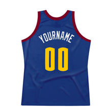 Load image into Gallery viewer, Custom Royal Gold-Maroon Authentic Throwback Basketball Jersey