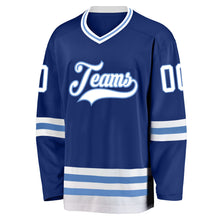 Load image into Gallery viewer, Custom Royal White-Light Blue Hockey Jersey